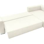 Ecksofa Heaven Casual XL Webstoff Creme - Longchair davorstehend rechts - Schlaffunktion - Bettkasten