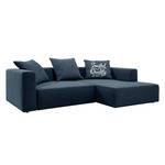 Ecksofa Heaven Casual XL Webstoff Dunkelblau - Longchair davorstehend rechts - Schlaffunktion - Bettkasten