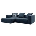 Ecksofa Heaven Casual XL Webstoff Dunkelblau - Longchair davorstehend links - Schlaffunktion - Bettkasten