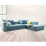 Ecksofa Heaven Casual XL Webstoff Aqua - Longchair davorstehend rechts - Keine Funktion