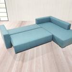 Ecksofa Heaven Casual XL Webstoff Aqua - Longchair davorstehend rechts - Keine Funktion