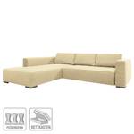 Ecksofa Heaven Colors Style M Webstoff Stoff TCU: 1 warm beige - Longchair davorstehend links - Schlaffunktion - Bettkasten