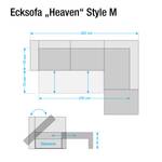 Canapé d'angle Heaven Colors Style M Tissu - Tissu TCU : 19 pencil grey - Méridienne courte à gauche (vue de face) - Fonction couchage - Coffre de lit