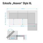 Canapé d'angle Heaven Colors Style XL Tissu - Tissu TCU : 19 pencil grey - Méridienne courte à gauche (vue de face) - Fonction couchage