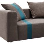 Ecksofa Heaven Stripe Webstoff Longchair davorstehend rechts - Braun / Petrol - 3 Kissen