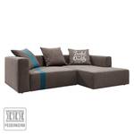 Ecksofa Heaven Stripe Webstoff Longchair davorstehend rechts - Braun / Petrol - 3 Kissen