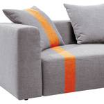Canapé d'angle Heaven Stripe Tissu Méridienne à droite (vue de face) - Gris clair / Orange - 3 coussins