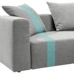 Ecksofa Heaven Stripe Webstoff Longchair davorstehend rechts - Hellgrau/Himmelblau - 3 Kissen