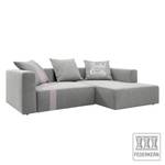 Ecksofa Heaven Stripe Webstoff Longchair davorstehend rechts - Hellgrau/Lavendel - 3 Kissen