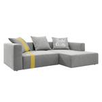 Ecksofa Heaven Stripe Webstoff Longchair davorstehend rechts - Hellgrau/Maisgelb - 3 Kissen