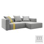 Ecksofa Heaven Stripe Webstoff Longchair davorstehend rechts - Hellgrau/Maisgelb - 3 Kissen