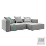 Ecksofa Heaven Stripe Webstoff Longchair davorstehend rechts - Hellgrau/Mint - 3 Kissen