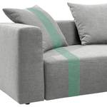 Canapé d'angle Heaven Stripe Tissu Méridienne à droite (vue de face) - Gris clair / Vert menthe - 3 coussins