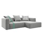 Ecksofa Heaven Stripe Webstoff Longchair davorstehend rechts - Hellgrau/Mint - Ohne Kissen