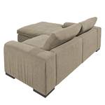 Hoekbank Hixon II geweven stof - Taupe/turquoise - Longchair vooraanzicht links