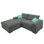 Hoekbank Hixon II geweven stof - Grijs/turquoise - Longchair vooraanzicht links