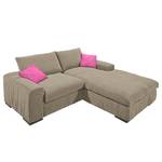 Ecksofa Hixon II Webstoff Taupe / Pink - Longchair davorstehend rechts