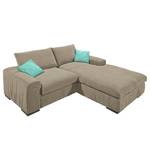 Ecksofa Hixon II Webstoff Taupe / Türkis - Longchair davorstehend rechts