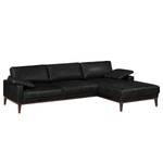 Ecksofa Horley Echtleder Schwarz - Longchair davorstehend rechts