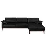 Ecksofa Horley Echtleder Schwarz - Longchair davorstehend rechts