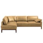 Ecksofa Horley Echtleder Beige - Ottomane davorstehend links