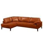 Ecksofa HORLEY mit Ottomane Echtleder Cerys: Cognac - Ottomane davorstehend links