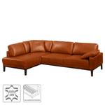 Ecksofa HORLEY mit Ottomane Echtleder Cerys: Cognac - Ottomane davorstehend links