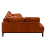 Ecksofa HORLEY mit Ottomane Echtleder Cerys: Cognac - Ottomane davorstehend links