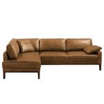 Ecksofa Horley Echtleder Latte Macchiato - Ottomane davorstehend links