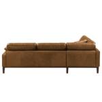 Ecksofa Horley Echtleder Latte Macchiato - Ottomane davorstehend links