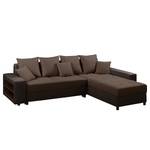 Canapé d'angle Huby (convertible)- Tissu Marron - Cuir synthétique - Textile - 250 x 88 x 192 cm