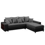 Ecksofa Huby (mit Schlaffunktion) Websto Schwarz - Grau - Kunstleder - Textil - 250 x 88 x 192 cm