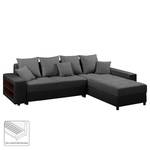 Ecksofa Huby (mit Schlaffunktion) Websto Schwarz - Grau - Kunstleder - Textil - 250 x 88 x 192 cm