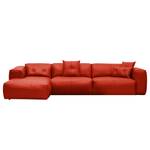 Hoekbank HUDSON 3-zits met chaise longue Echt leer Neka: Rood - Breedte: 328 cm - Longchair vooraanzicht links