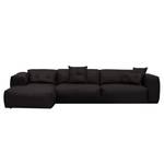 Ecksofa HUDSON 3-Sitzer mit Longchair Echtleder Neka: Schwarz - Breite: 328 cm - Longchair davorstehend links