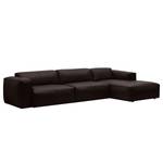 Ecksofa HUDSON 3-Sitzer mit Longchair Echtleder Neka: Dunkelbraun - Breite: 317 cm - Longchair davorstehend rechts