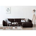 Ecksofa HUDSON 3-Sitzer mit Longchair Echtleder Neka: Dunkelbraun - Breite: 317 cm - Longchair davorstehend rechts