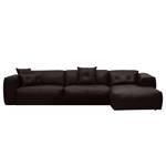 Ecksofa HUDSON 3-Sitzer mit Longchair Echtleder Neka: Dunkelbraun - Breite: 317 cm - Longchair davorstehend rechts