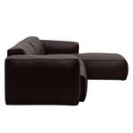 Ecksofa HUDSON 3-Sitzer mit Longchair Echtleder Neka: Dunkelbraun - Breite: 317 cm - Longchair davorstehend rechts