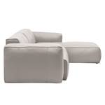 Hoekbank HUDSON 3-zits met chaise longue Echt leer Neka: Lichtgrijs - Breedte: 317 cm - Longchair vooraanzicht rechts