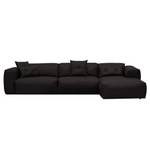 Ecksofa HUDSON 3-Sitzer mit Longchair Echtleder Neka: Schwarz - Breite: 328 cm - Longchair davorstehend rechts