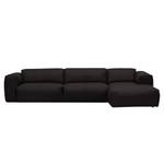 Ecksofa HUDSON 3-Sitzer mit Longchair Echtleder Neka: Schwarz - Breite: 328 cm - Longchair davorstehend rechts