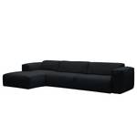 Ecksofa HUDSON 3-Sitzer mit Longchair Webstoff Saia: Anthrazit - Breite: 328 cm - Longchair davorstehend links