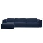 Ecksofa HUDSON 3-Sitzer mit Longchair Webstoff Milan: Dunkelblau - Breite: 328 cm - Longchair davorstehend links