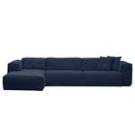 Ecksofa HUDSON 3-Sitzer mit Longchair Webstoff Milan: Dunkelblau - Breite: 328 cm - Longchair davorstehend links