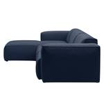 Ecksofa HUDSON 3-Sitzer mit Longchair Webstoff Milan: Dunkelblau - Breite: 328 cm - Longchair davorstehend links