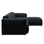 Ecksofa HUDSON 3-Sitzer mit Longchair Webstoff Saia: Anthrazit - Breite: 328 cm - Longchair davorstehend rechts