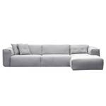 Hoekbank HUDSON 3-zits met chaise longue Geweven stof Saia: Lichtgrijs - Breedte: 317 cm - Longchair vooraanzicht rechts