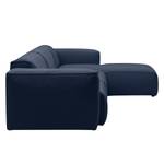 Ecksofa HUDSON 3-Sitzer mit Longchair Webstoff Milan: Dunkelblau - Breite: 328 cm - Longchair davorstehend rechts