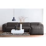 Ecksofa HUDSON mit Rundecke Echtleder Neka: Grau - Ecke davorstehend rechts